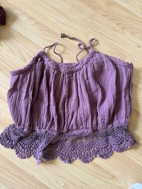 Free people-  Lavender Crochet-Hem  Top